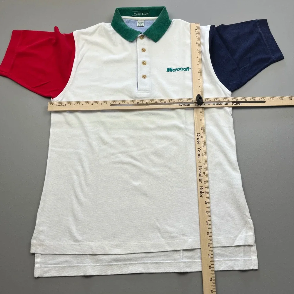 Outer Banks Polo Shirt Mens Medium White Colorblock Microsoft Vintage 90s USA